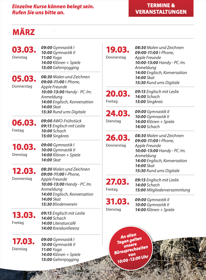 AWO Termine März 2026